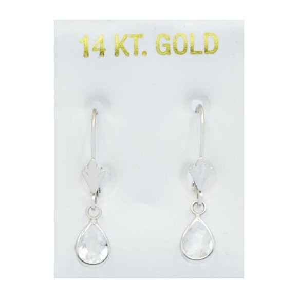 Genuine 1.46 Cts White Sapphires Dangle Earrings 14K White...